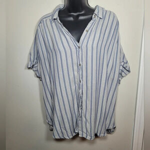 Universal Thread Striped Button Down Short Sleeve sz XXL